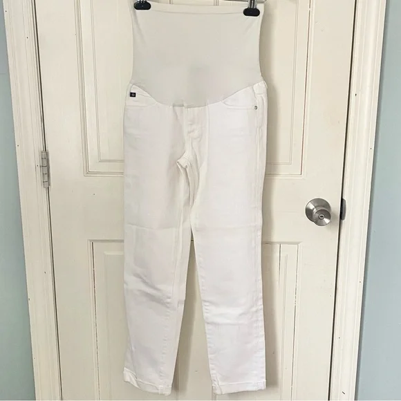 AG Adriano Goldschmied Maternity The Stilt Rollup White 27 Jeans Denim Summer - Picture 3 of 11
